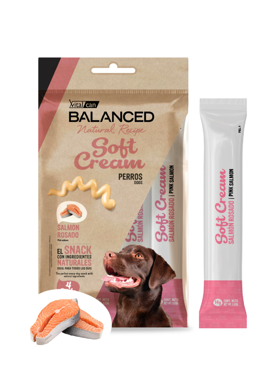 Snack Balanced Natural Recipe Soft Cream Perro sabor Salm�n x 56gr