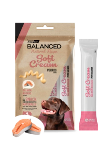 Snack Balanced Natural Recipe Soft Cream Perro sabor Salm&oacute;n x 56gr