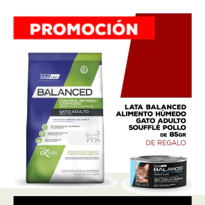 Alimento VitalCan Balanced Gato Control Peso/Castrado x 2kg + Balanced Souffl&eacute; Gato Adulto Sabor Pollo Lata x 85gr DE REGALO
