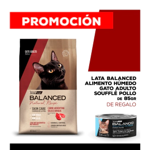 Alimento VitalCan Balanced Natural Recipe Gato Adulto con Carne Argentina x 3kg + Balanced Souffl&eacute; Gato Adulto Sabor Pollo Lata x 85gr DE REGALO