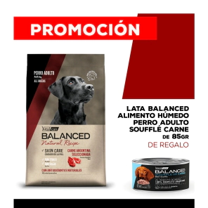 Alimento VitalCan Balanced Natural Recipe Perro Adulto Carne Argentina x 3kg + Balanced Souffl� Perro Adulto Sabor Carne Lata x 85gr DE REGALO