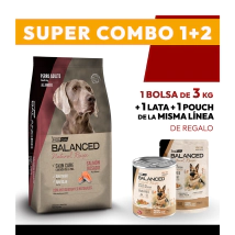 COMBO Alimento VitalCan Balanced Natural Recipe Perro Adulto con Salm�n Rosado x 3kg + 1 LATA + 1 POUCH DE REGALO