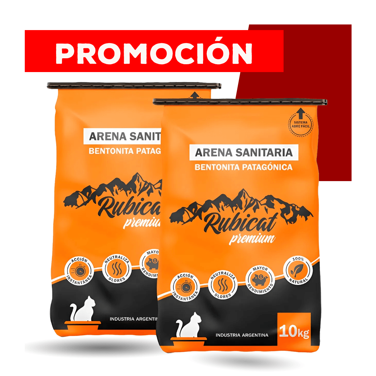 -COMBO- Piedra Arena Aglomerante Sanitaria Rubicat Premium x 20kg. Pack x 2 UNIDADES de 10kg. C/U