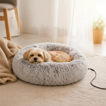 Cama Dona Beepaw con Terciopelo y USB Calefaccionada para Perro Talle S de 50 x 50 cm. COLOR GRIS CLARO