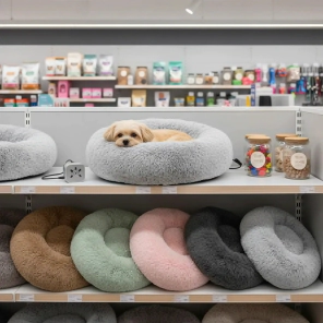 Cama Dona Beepaw con Terciopelo y USB Calefaccionada para Perro Talle M de 70 x 70 cm. COLOR CAF&Eacute;