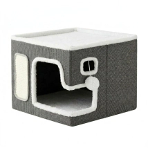 Cama Plegable Beepaw para Gatos  con Cucha y Juguete MOD3 58cm x 43cm x 33cm. COLOR GRIS