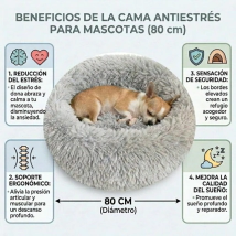 Cama Dona Beepaw con Terciopelo Largo para Perro Talle L de 80cm. x 80cm COLOR GRIS CLARO