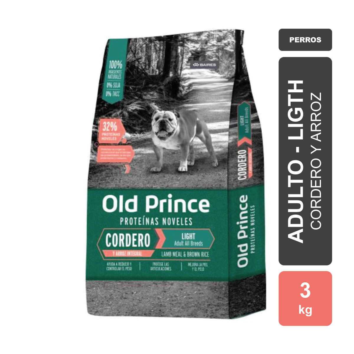Alimento Baires Old Prince Perro Adulto Cordero y Arroz Light x 3kg