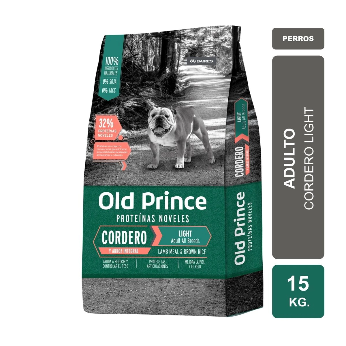 Alimento Baires Old Prince Perro Adulto Cordero y Arroz Light x 15kg