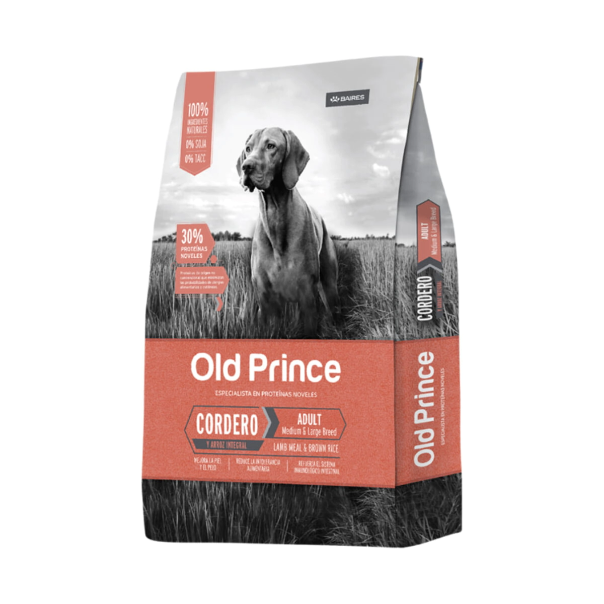 Alimento Baires Old Prince Novel Perro Adulto Raza Mediana y Grande Cordero y Arroz x 15kg