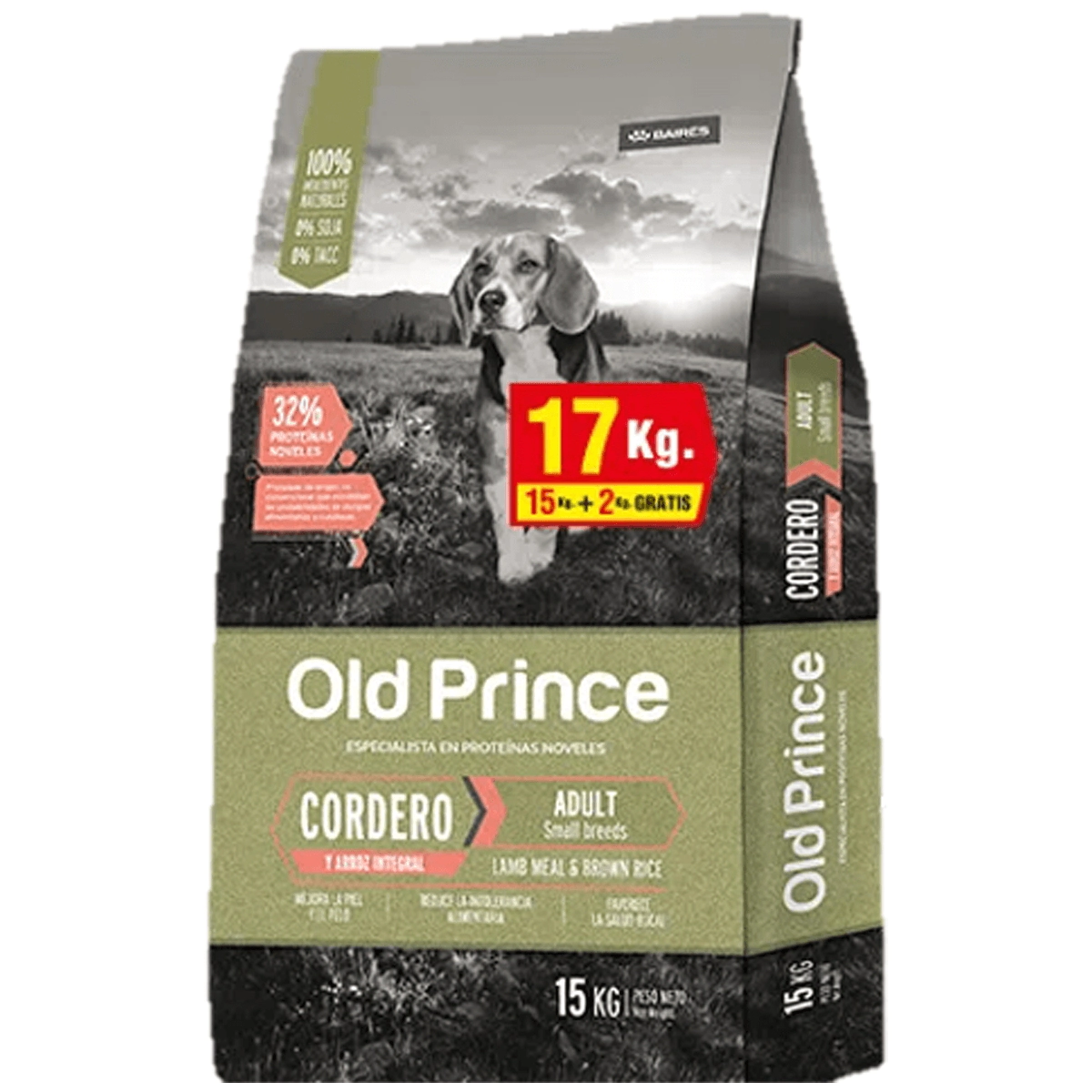 Alimento Old Prince Novel Perro Adulto Raza Peque�a Cordero y Arroz x 15kg + 2kg BONUS BAG