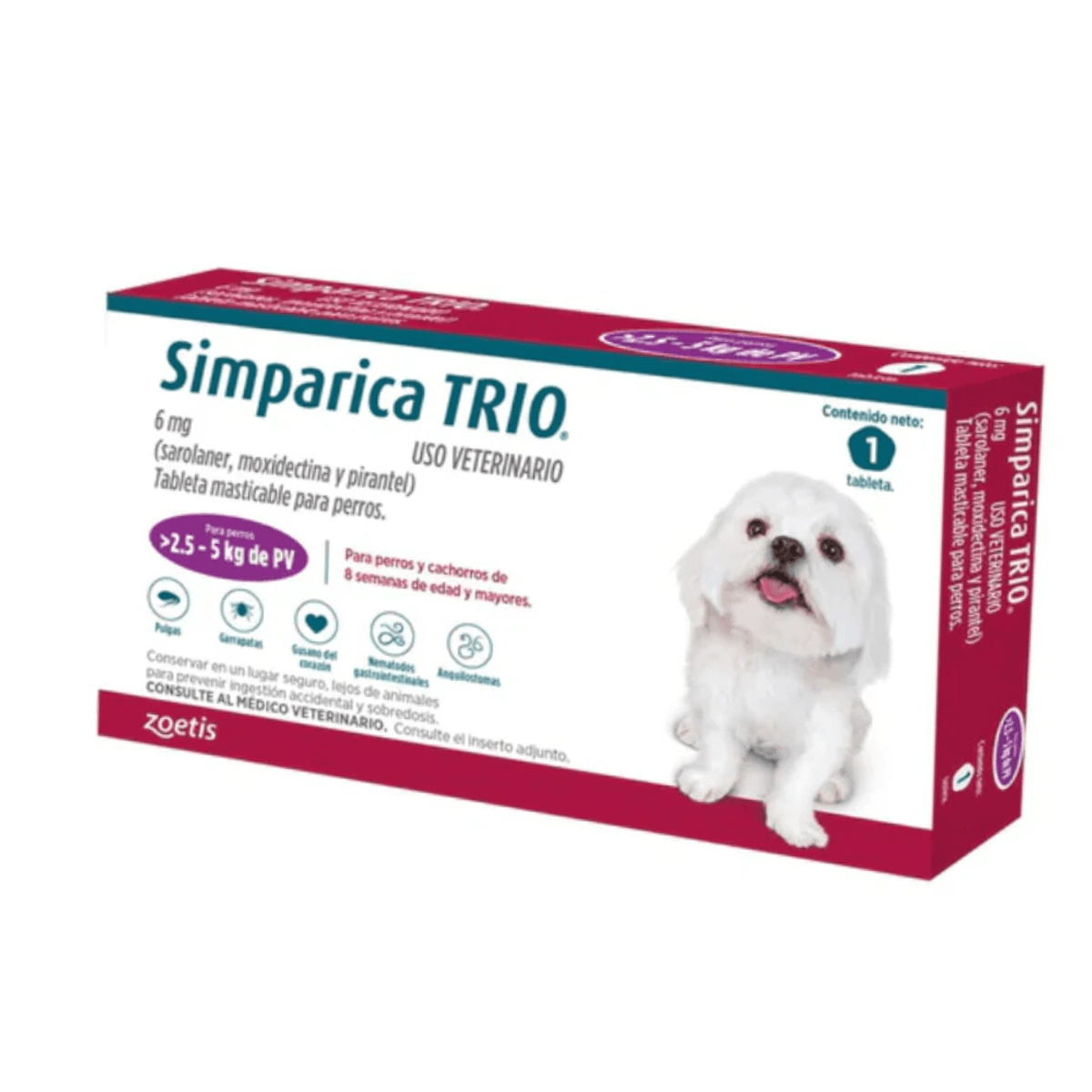 SIMPARICA TRIO 6mg (2.6-5 KG) VIOLETA -FARMACIA-