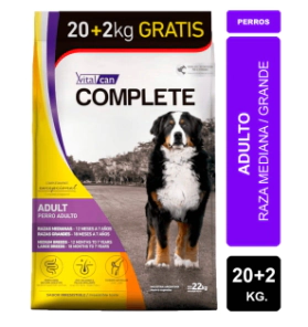 Alimento Vitalcan Complete Perro Adulto Raza Mediana y Grande Bonus Bag 22 Kg