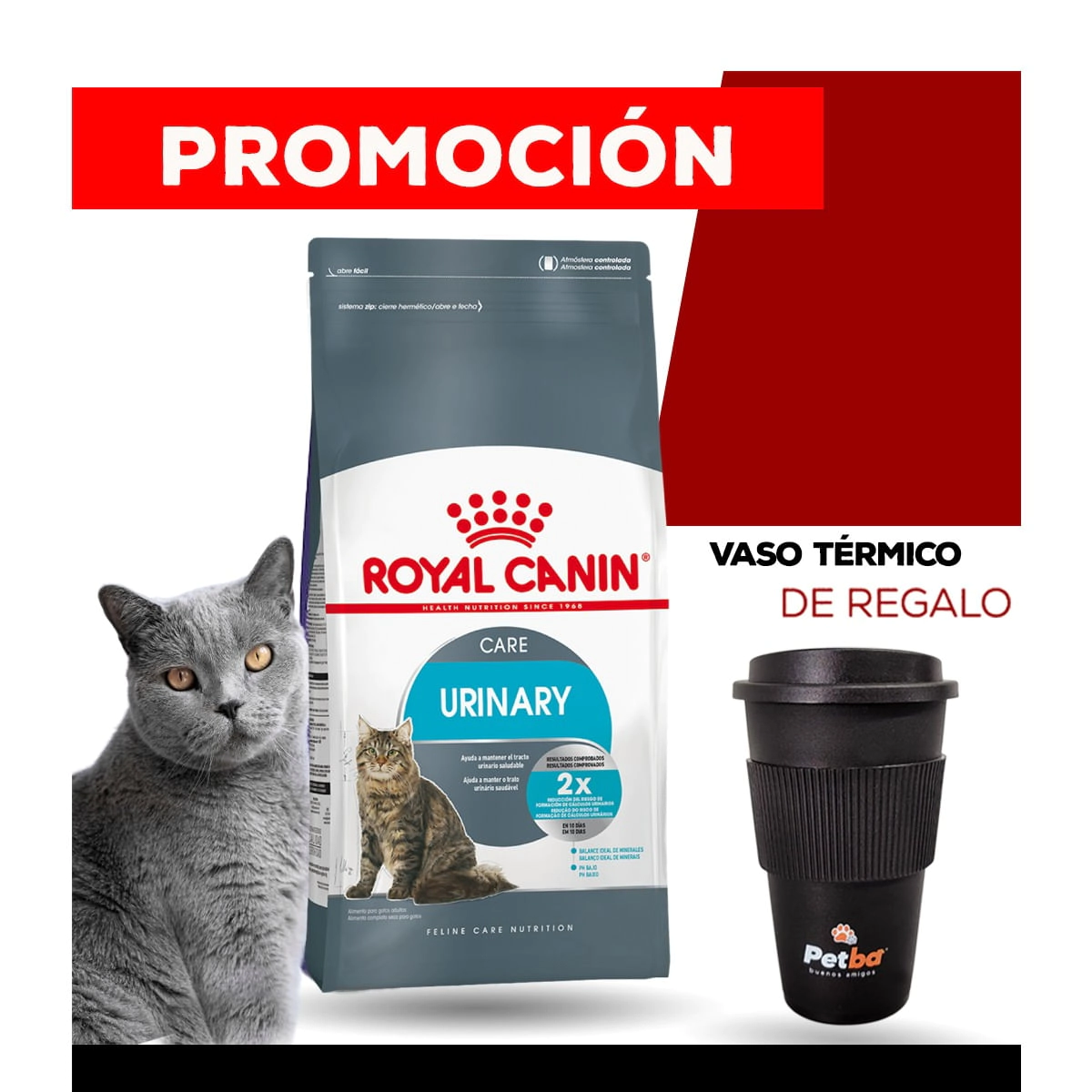 Alimento Royal Canin Gato Urinary Care x 7,5kg + VASO T�RMICO PETBA DE REGALO
