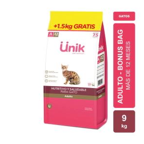 Alimento Unik Gato Adulto Bonus Bag  x 7,5kg + 1,5kg