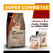 COMBO Alimento VitalCan Balanced Natural Recipe Gato Adulto con Trucha Patag�nica x 3kg + 1 LATAS + 1 POUCHS DE REGALO
