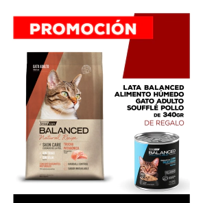Alimento VitalCan Balanced Natural Recipe Gato Adulto con Trucha Patagonica x 7,5 kg + Balanced Souffl&eacute; Gato Adulto Castrado Sabor Pollo Lata x 340gr DE REGALO
