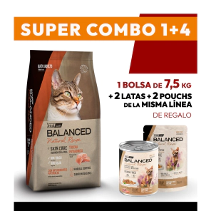 COMBO Alimento VitalCan Balanced Natural Recipe Gato Adulto con Trucha Patagonica x 7.5kg + 2 LATAS + 2 POUCHS DE REGALO