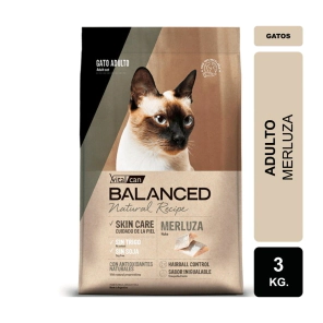 Alimento VitalCan Balanced Natural Recipe Gato Adulto con Merluza x 3 kg + Balanced Souffl� Gato Adulto Sabor Pollo Lata x 85gr DE REGALO