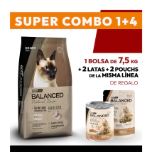COMBO Alimento VitalCan Balanced Natural Recipe Gato Adulto con Merluza x 7.5kg + 2 LATAS + 2 POUCHS DE REGALO