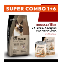 COMBO Alimento VitalCan Balanced Natural Recipe Gato Adulto con Merluza x 15kg + 3 LATAS + 3 POUCHS DE REGALO