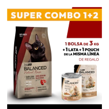 COMBO Alimento VitalCan Balanced Natural Recipe Gato Adulto con Carne Argentina x 3kg + 1 LATA + 1 POUCH DE REGALO