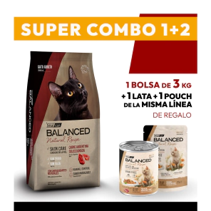 COMBO Alimento VitalCan Balanced Natural Recipe Gato Adulto con Carne Argentina x 3kg + 1 LATA + 1 POUCH DE REGALO