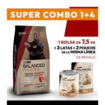COMBO Alimento VitalCan Balanced Natural Recipe Gato Adulto con Carne Argentina x 7.5kg + 2 LATAS + 2 POUCHS DE REGALO