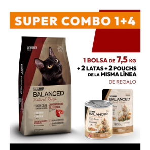 COMBO Alimento VitalCan Balanced Natural Recipe Gato Adulto con Carne Argentina x 7.5kg + 2 LATAS + 2 POUCHS DE REGALO