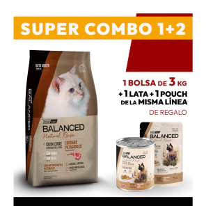 COMBO Alimento VitalCan Balanced Natural Recipe Gato Adulto con Cordero Patagonico x 3kg + 1 LATA + 1 POUCH DE REGALO