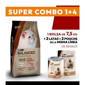 COMBO Alimento VitalCan Balanced Natural Recipe Gato Adulto con Cordero Patag&oacute;nico x 7.5kg + 2 LATAS + 2 POUCHS DE REGALO
