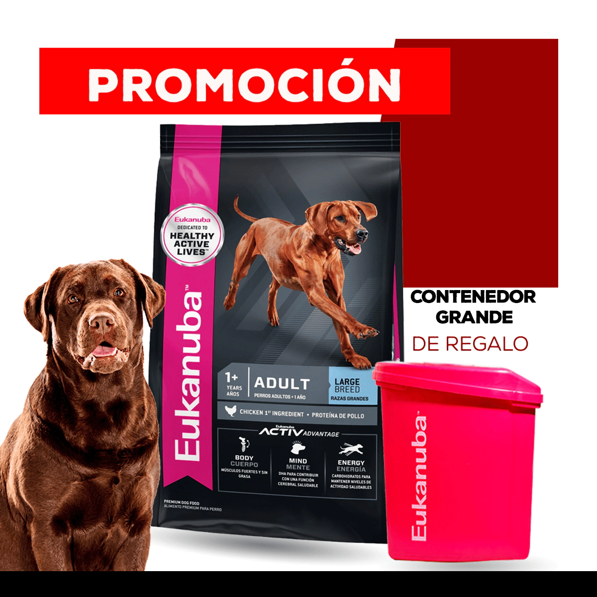 Alimento Eukanuba Perro Adulto Raza Grande x 15kg