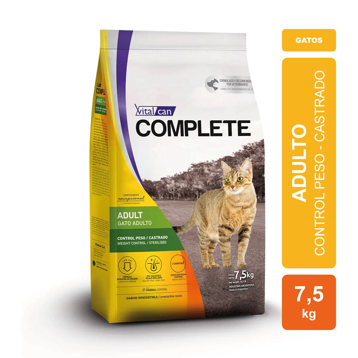 Alimento Vitalcan Complete Control de Peso/Castrado x 7,5 Kg.