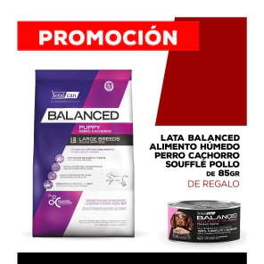 Alimento VitalCan Balanced Perro Cachorro Raza Grande x 3kg + Balanced Souffl� Perro Cachorro Sabor Pollo Lata x 85gr DE REGALO