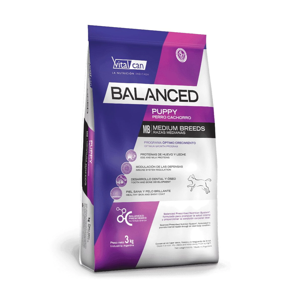 Alimento VitalCan Balanced Perro Cachorro Raza Mediana x 3kg + Balanced Souffl� Perro Cachorro Sabor Pollo Lata x 85gr DE REGALO