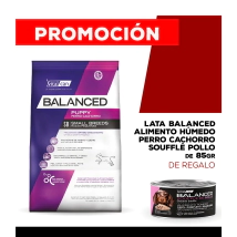 Alimento VitalCan Balanced Perro Cachorro Raza Peque&ntilde;a x 3kg + Balanced Souffl&eacute; Perro Cachorro Sabor Pollo Lata x 85gr DE REGALO