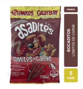 Golosina Asaditos Bocadito sabor Lomito de Carne de 65 gr x 7 unidades