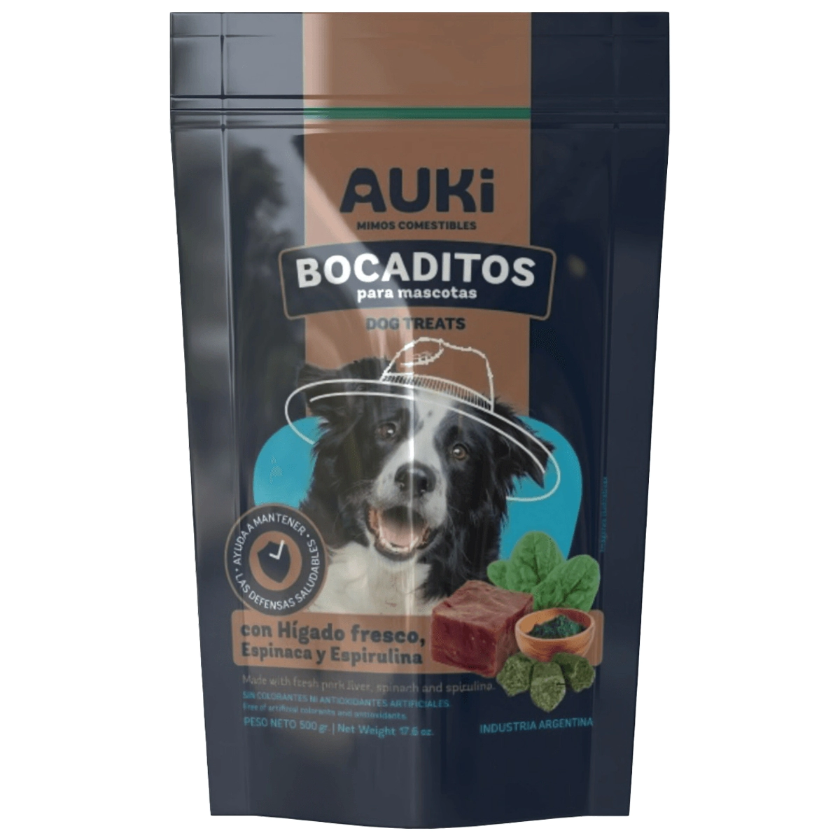 Golosina Auki Bocadito sabor H�gado Fresco, Espinaca y Espirulina x 500gr
