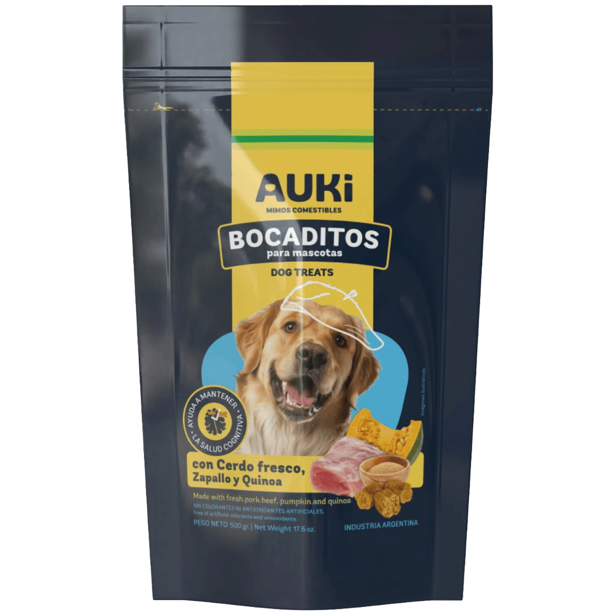 Golosina Auki Bocadito sabor Cerdo Fresco, Zapallo y Quinoa x 500gr