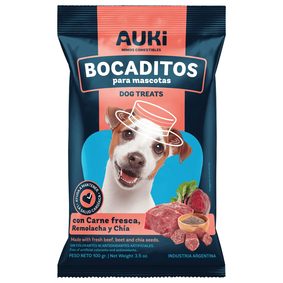 Golosina Auki Bocadito sabor Carne Fresca, Remolacha y Ch�a x 100gr