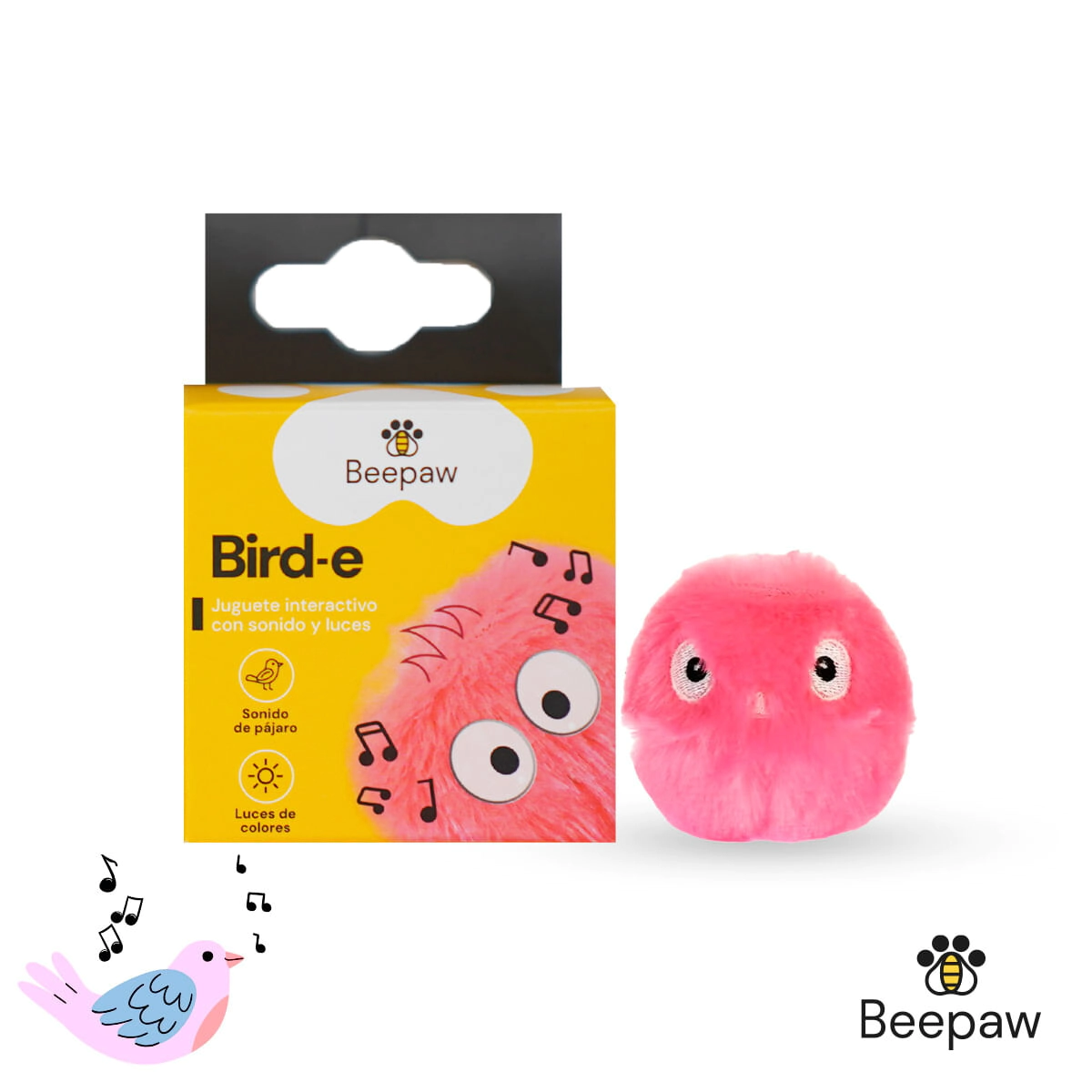 Juguete Beepaw Peluche Interactivo Gatos Sonido Pajarito BIRD-E