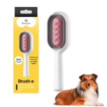 Cepillo Doble Pelo Largo Beepaw Perro y Gato BRUSH-E (ROSA)