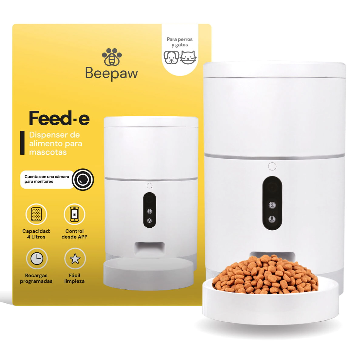 Dispensador Autom�tico Con C�mara De Vis�n Nocturna Beepaw Gato y Perro FEED-E