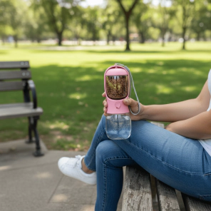 Botella Dispensadora Agua, Comida y Bolsas Beepaw Gato y Perro