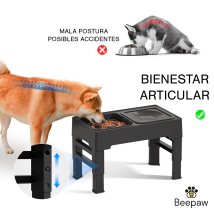 Comedero-Bebedero Beepaw Perro Antivuelco Inoxidable GRIS (BOWL-E)