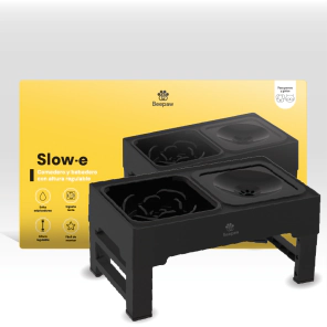 Comedero con Altura Ajustable Beepaw SLOW-E Negro Perro