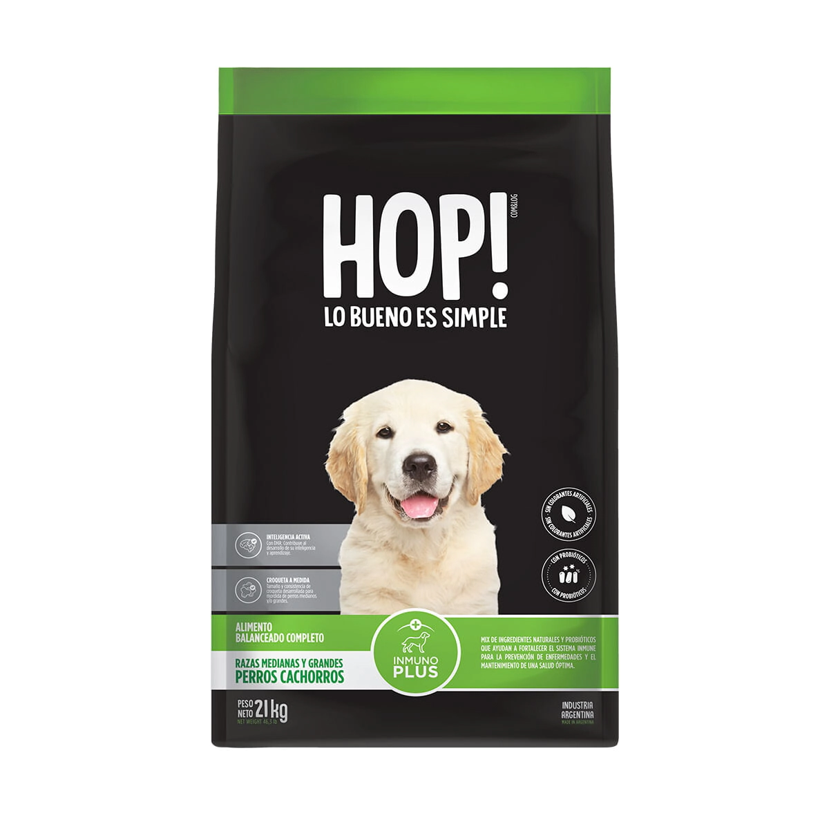 Alimento Hop! Perro Cachorro Raza Med y Grande x 21 Kg