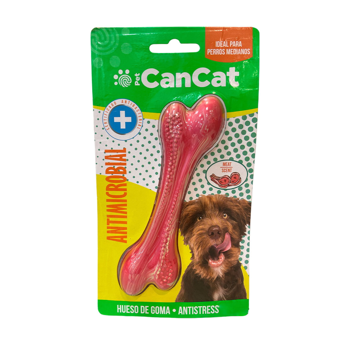 Juguete para Perro CanCat Antimicrobial Hueso Goma Carne 10cm