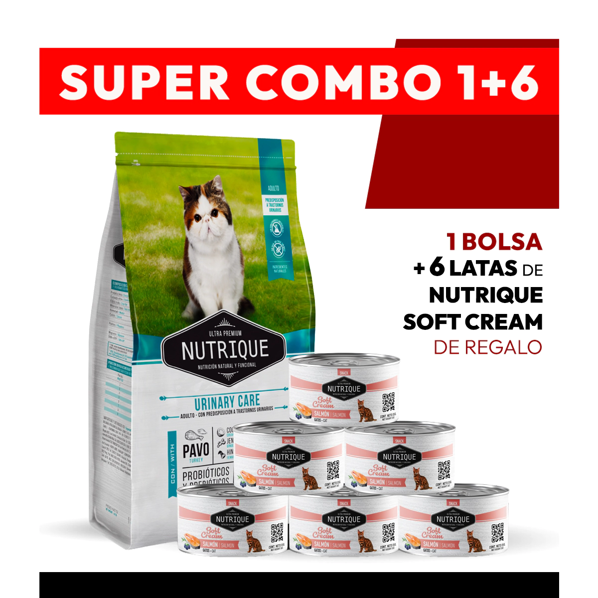 PROMOCI�N Alimento VitalCan Nutrique Gato Adulto Urinary Care x 7,5kg + 6 LATAS NUTRIQUE SOFT CREAM DE REGALO