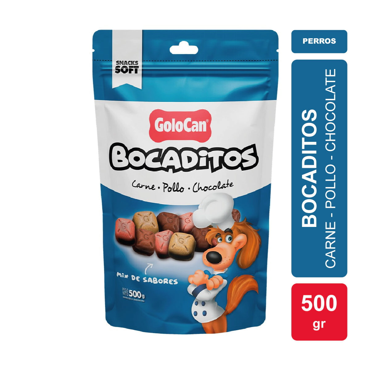 Golosina Golocan Bocadito sabor Carne Pollo y Chocolate Doy Pack x 500gr